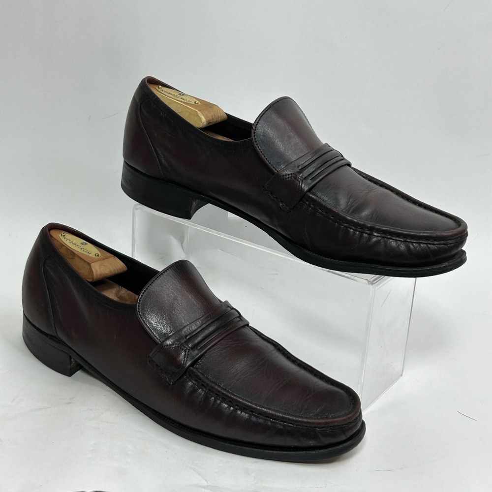 Vintage Florsheim Penny Loafers Burgundy Leather USA Mens 11B Narrow Dress 17089